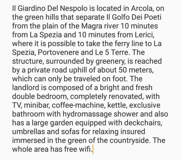 Il Giardino Del Nespolo Hotell Arcola Eksteriør bilde